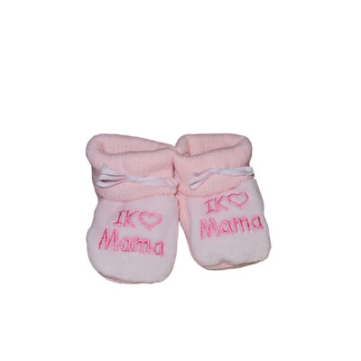 Slofjes - Ik houd van mama - roze - newborn