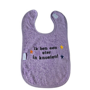 Slab uni Ik ben een ster in knoeien - geborduurd - katoen badstof - 25 x 40 cm