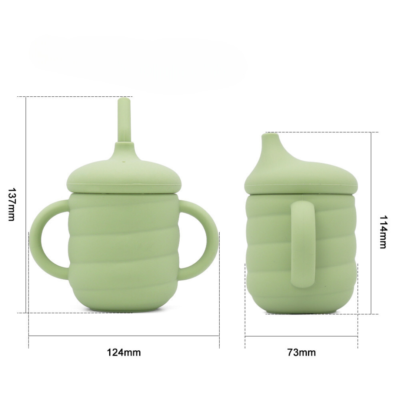 2-in-1 beker met rietjes en tuitbekerdeksel - siliconen - blauw - Afbeelding 3