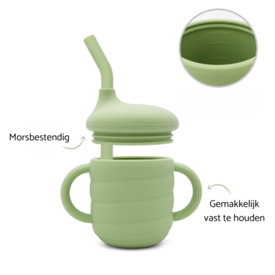 2-in-1 beker met rietjes en tuitbekerdeksel - siliconen - blauw - Afbeelding 4