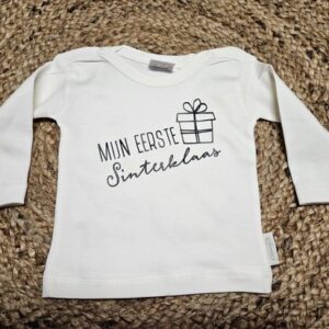 Longsleeve Mijn Eerste Sinterklaas met cadeau-afbeelding in zwart, maat 56 t/m 92.